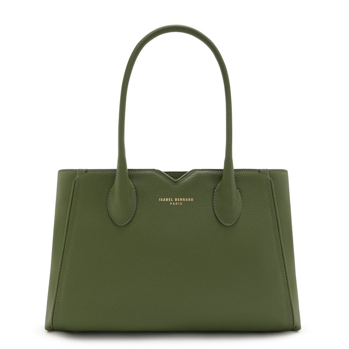 Isabel Bernard Cadeau D'Isabel Ensemble De Sac à Main En Cuir De Veau Vert Et Portefeuille Zippé
