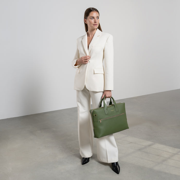 Isabel Bernard Cadeau D'Isabel Ensemble De Sac à Main En Cuir De Veau Vert Et Portefeuille Zippé