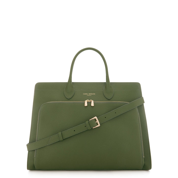 Isabel Bernard Cadeau D'Isabel Ensemble De Sac à Main En Cuir De Veau Vert Et Portefeuille Zippé