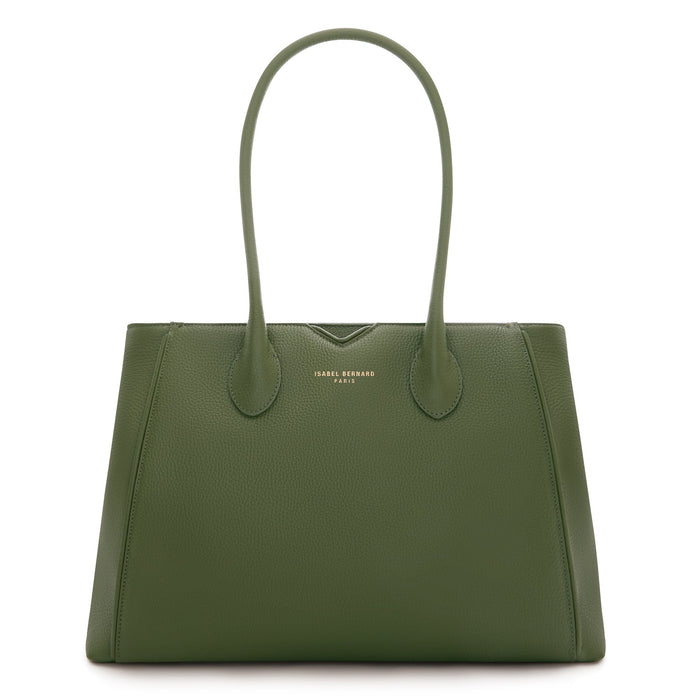 Isabel Bernard Cadeau D'Isabel Ensemble De Sac à Main En Cuir De Veau Vert Et Portefeuille Zippé