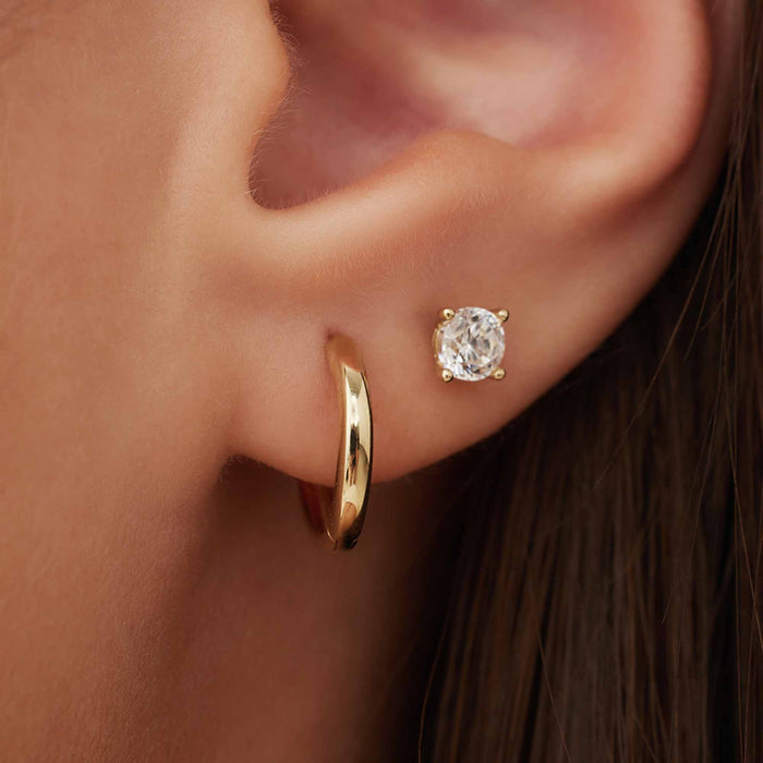 Isabel Bernard Cadeau D'Isabel Paire De Boucles D'oreilles En Or 14 Carats Avec Pierres De Zircon