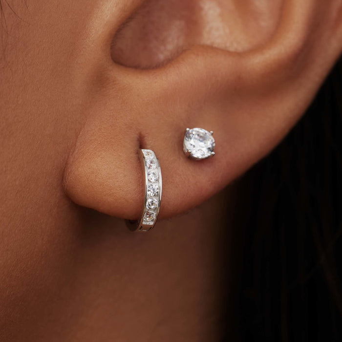 Isabel Bernard Cadeau D'Isabel Paire De Boucles D'oreilles En Or Blanc 14 Carats Avec Pierres De Zircone