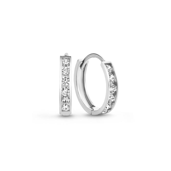 Isabel Bernard Cadeau D'Isabel Paire De Boucles D'oreilles En Or Blanc 14 Carats Avec Pierres De Zircone