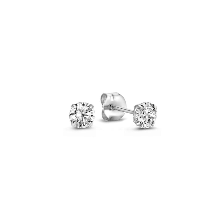 Isabel Bernard Cadeau D'Isabel Paire De Boucles D'oreilles En Or Blanc 14 Carats Avec Pierres De Zircone