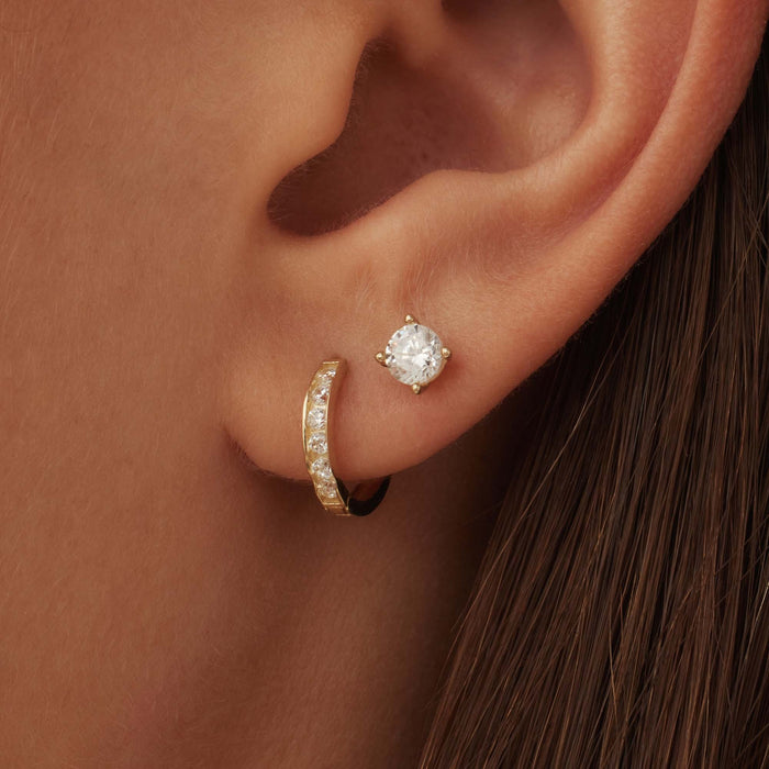 Isabel Bernard Cadeau D'Isabel Paire De Boucles D'oreilles En Or 14 Carats Avec Pierres De Zircon