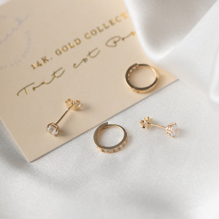 Isabel Bernard Cadeau D'Isabel Paire De Boucles D'oreilles En Or 14 Carats Avec Pierres De Zircon