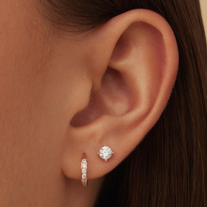 Isabel Bernard Cadeau D'Isabel Paire De Boucles D'oreilles En Or Rose 14 Carats Avec Pierres De Zircon