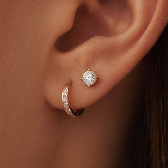 Isabel Bernard Cadeau D'Isabel Paire De Boucles D'oreilles En Or Rose 14 Carats Avec Pierres De Zircon