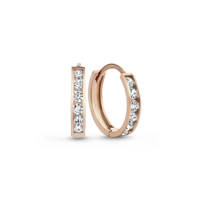 Isabel Bernard Cadeau D'Isabel Paire De Boucles D'oreilles En Or Rose 14 Carats Avec Pierres De Zircon