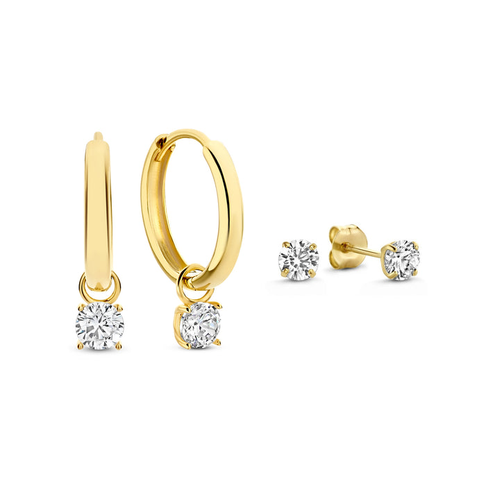 isabel bernard Cadeau d'Isabel paire de boucles d'oreilles en or 14 carats et oxyde de zirconium