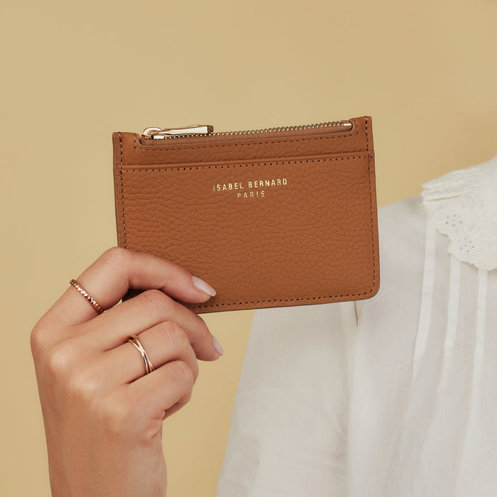 Isabel Bernard Cadeau D'Isabel - Set Cadeau Sac à Main Et Porte-cartes En Cuir De Veau Camel