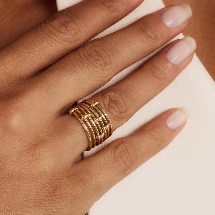 Isabel Bernard Cour D'Honneur Adora Bague Multiple En Or 14 Carats 7 Pièces