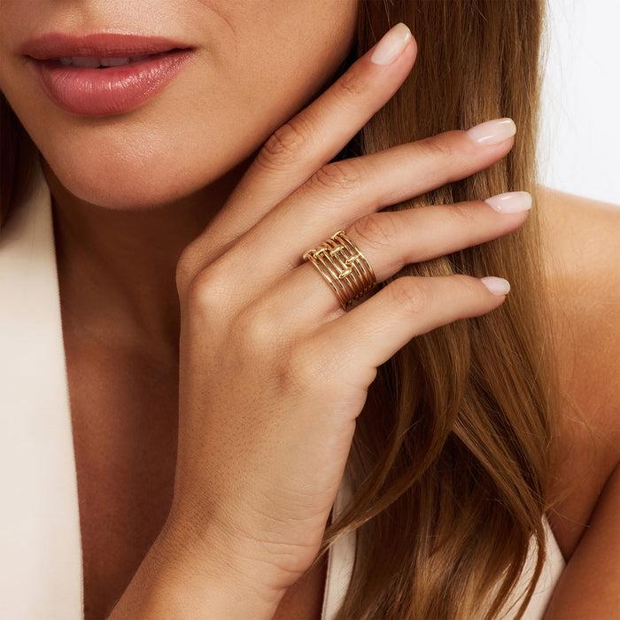 Isabel Bernard Cour D'Honneur Adora Bague Multiple En Or 14 Carats 7 Pièces