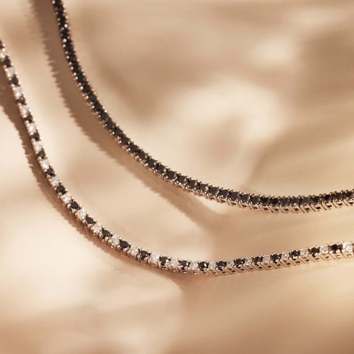 Isabel Bernard De La Paix Cecile Bracelet Tennis En Or Blanc 14 Carats Avec Diamant Noir 1.47 Carat