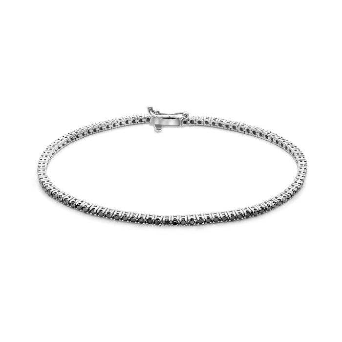 isabel bernard De la Paix Cecile bracelet tennis en or blanc 14 carats avec diamant noir 1.47 carat
