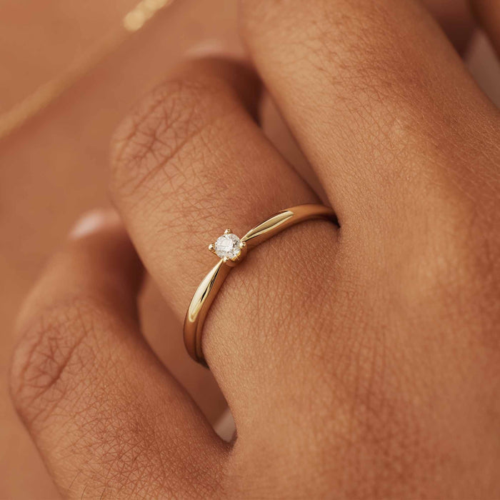 Isabel Bernard De La Paix Céline Bague En Or 14 Carats Avec Diamant 0.05 Carat