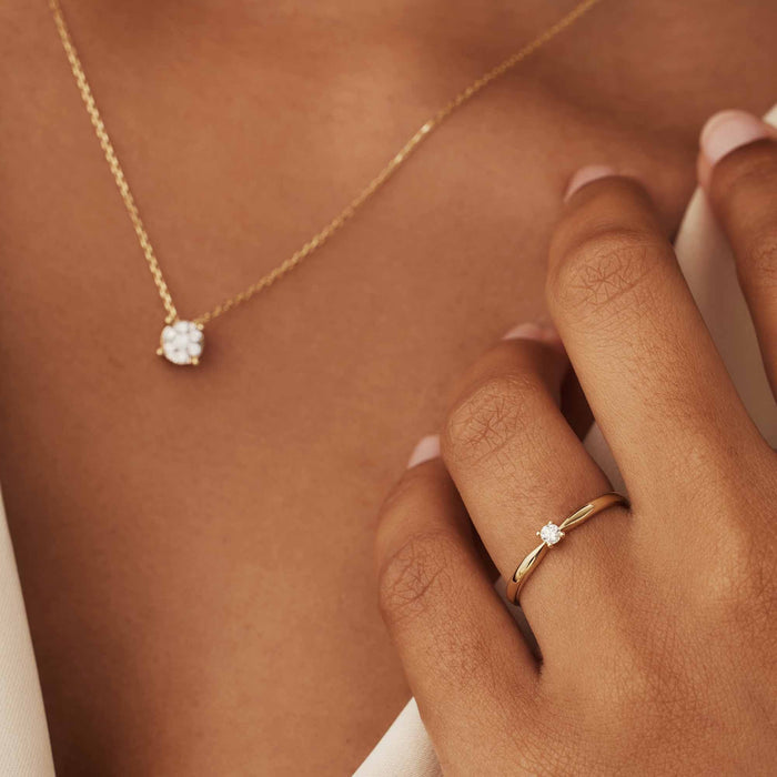 Isabel Bernard De La Paix Céline Bague En Or 14 Carats Avec Diamant 0.05 Carat