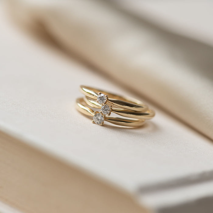 Isabel Bernard De La Paix Céline Bague En Or 14 Carats Avec Diamant 0.05 Carat