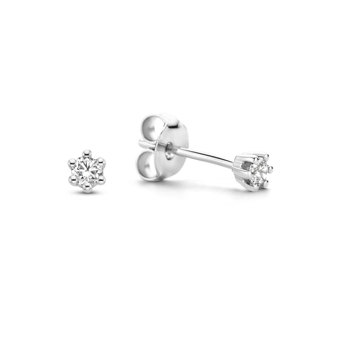 isabel bernard De la Paix Emily clous d'oreilles en or blanc 14 carats avec diamant 0.10 carat