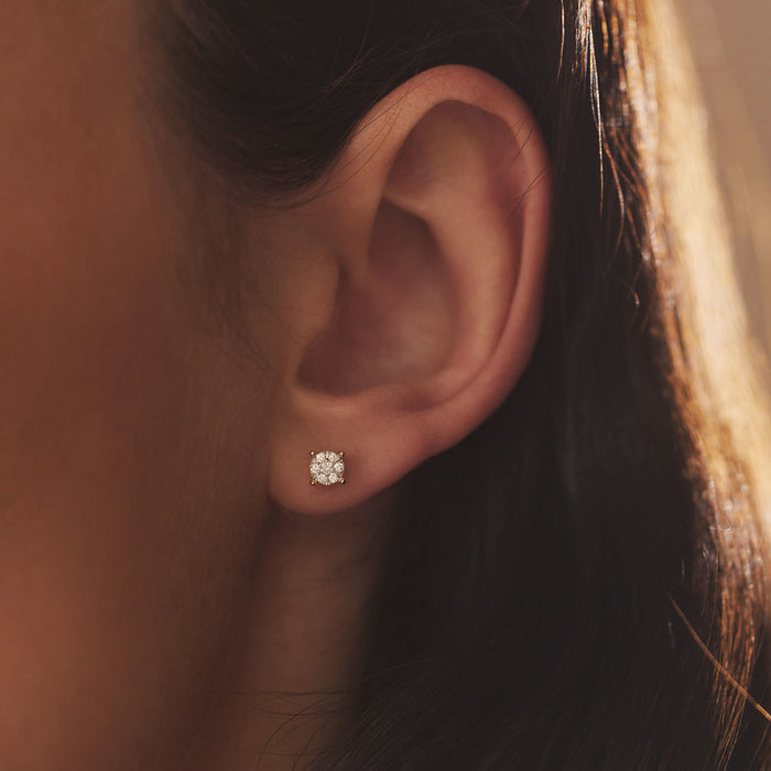 Isabel Bernard De La Paix Hanaé Clous D'oreilles En Or 14 Carats Avec Diamant 0.16 Carat