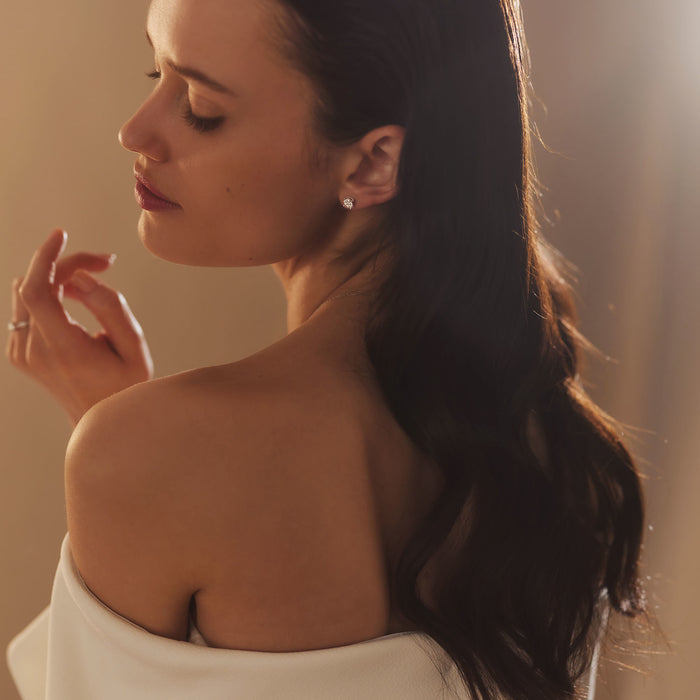 Isabel Bernard De La Paix Hanaé Clous D'oreilles En Or 14 Carats Avec Diamant 0.28 Carat