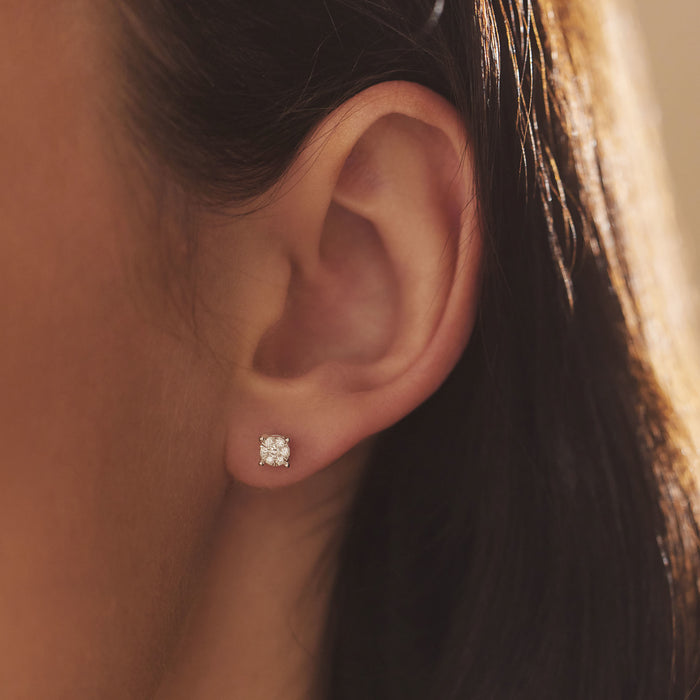 Isabel Bernard De La Paix Hanaé Clous D'oreilles En Or Blanc 14 Carats Avec Diamant 0.16 Carat