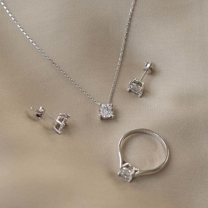 Isabel Bernard De La Paix Hanaé Clous D'oreilles En Or Blanc 14 Carats Avec Diamant 0.28 Carat