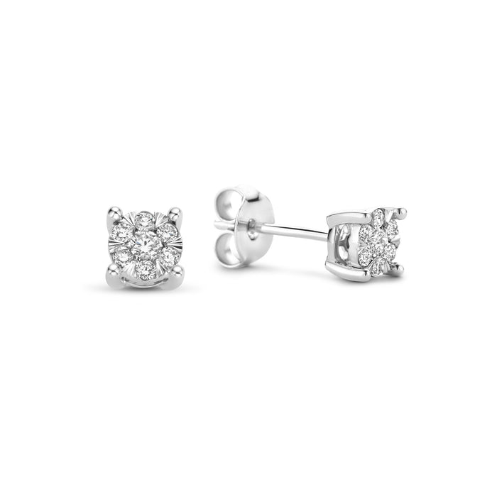 isabel bernard De la Paix Hanaé clous d'oreilles en or blanc 14 carats avec diamant 0.16 carat