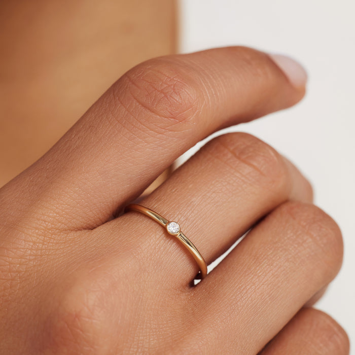 Isabel Bernard De La Paix Inaya Bague En Or 14 Carats Avec Diamant 0.01 Carat