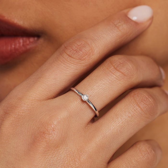 Isabel Bernard De La Paix Inaya Bague En Or Blanc 14 Carats Avec Diamant 0.01 Carat