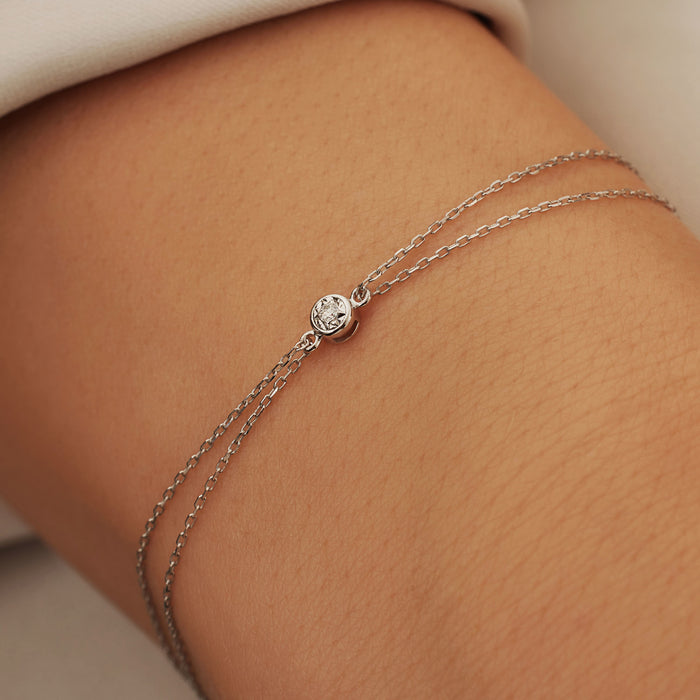 Isabel Bernard De La Paix Inaya Bracelet En Or Blanc 14 Carats Avec Diamant 0.02 Carat