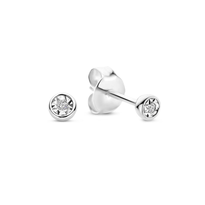 isabel bernard De la Paix Inaya clous d'oreilles en or blanc 14 carats avec diamant 0.02 carat