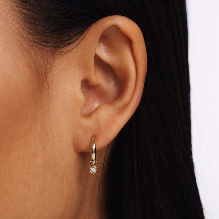 Isabel Bernard De La Paix Inaya Créoles En Or 14 Carats Avec Diamant 0.02 Carat