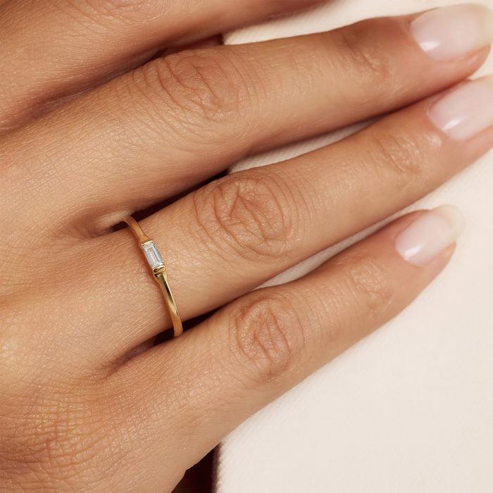 Isabel Bernard De La Paix Lucia Bague En Or 14 Carats Avec Diamant 0.08 Carat