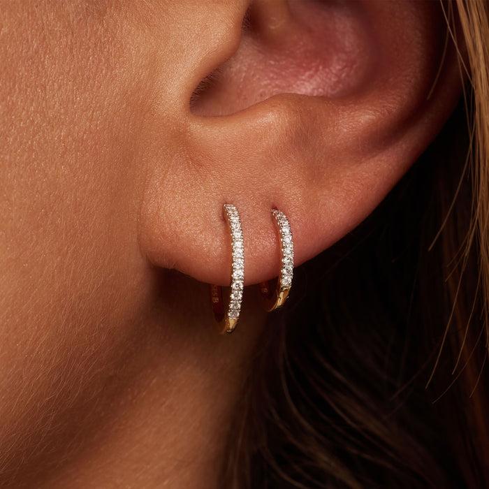 Isabel Bernard De La Paix Madeline Boucles D'oreilles Créoles En Or 14 Carats Avec Diamant 0.17 Carat