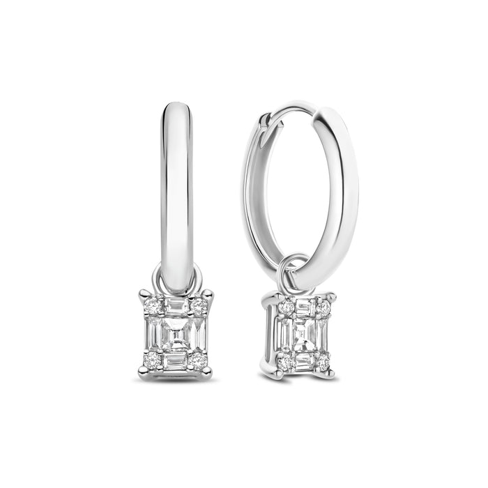 isabel bernard De la Paix Maxime 14 karats boucles d'oreilles en or blanc avec diamant 0.20 carat
