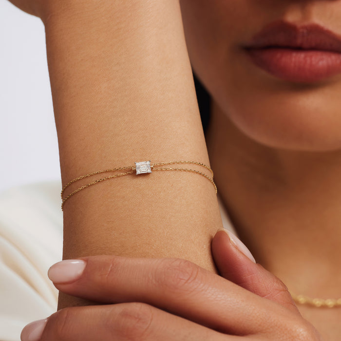 Isabel Bernard De La Paix Maxime Bracelet En Or 14 Carats Avec Diamant 0.10 Carat