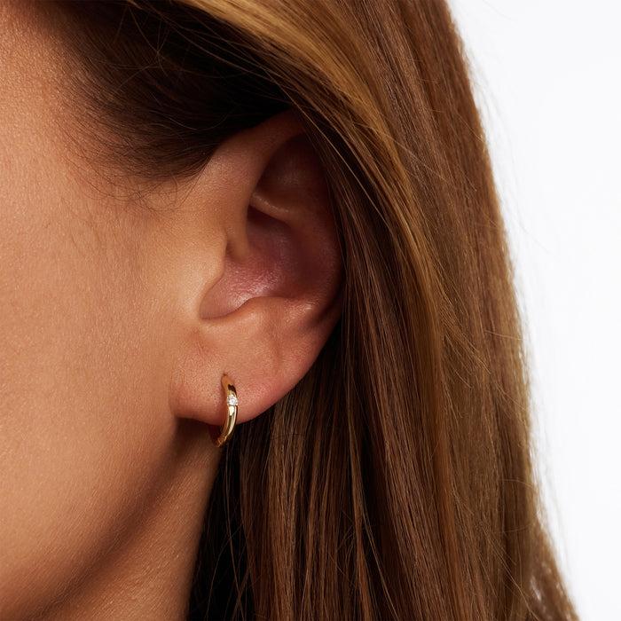 Isabel Bernard De La Paix Mia Boucles D'oreilles En Or 14 Carats Avec Diamant 0.06 Carat