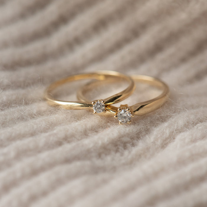 Isabel Bernard De La Paix Sybil Bague En Or 14 Carats Avec Diamant 0.10 Carat