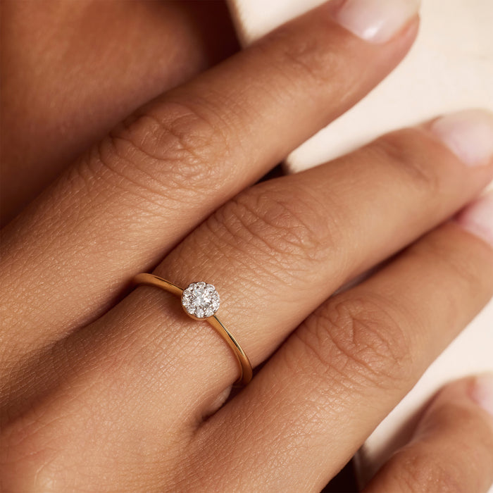 Isabel Bernard De La Paix Viviane Bague En Or 14 Carats Avec Diamant 0.06 Carat