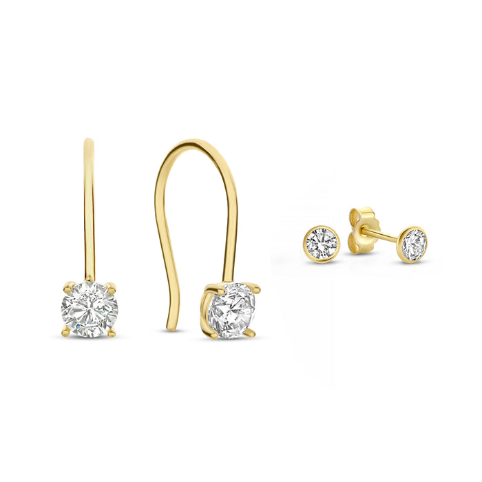 isabel bernard Ensemble de boucles d'oreilles en or 14 carats avec des pierres zirconia