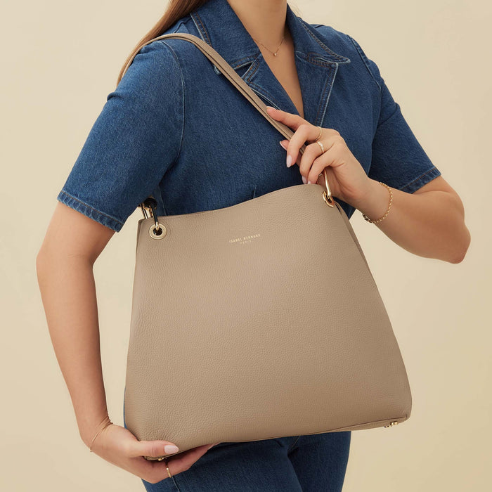 Isabel Bernard Femme Forte Annabelle Sac D'épaule En Cuir De Veau Taupe