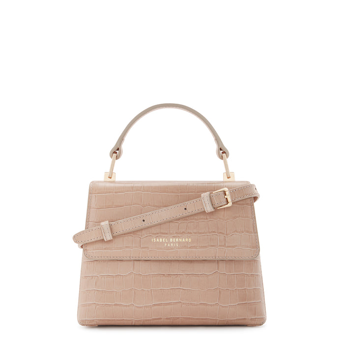 isabel bernard Femme Forte Heline beige croco sac à main en cuir de veau