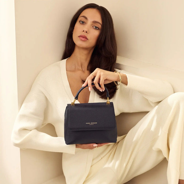 Isabel Bernard Femme Forte Heline Bleu Sac à Main En Cuir De Veau