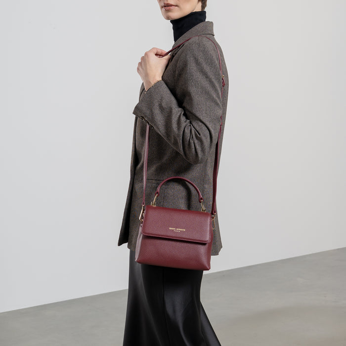 Isabel Bernard Femme Forte Heline Bordeaux Rouge Sac à Main En Cuir De Veau