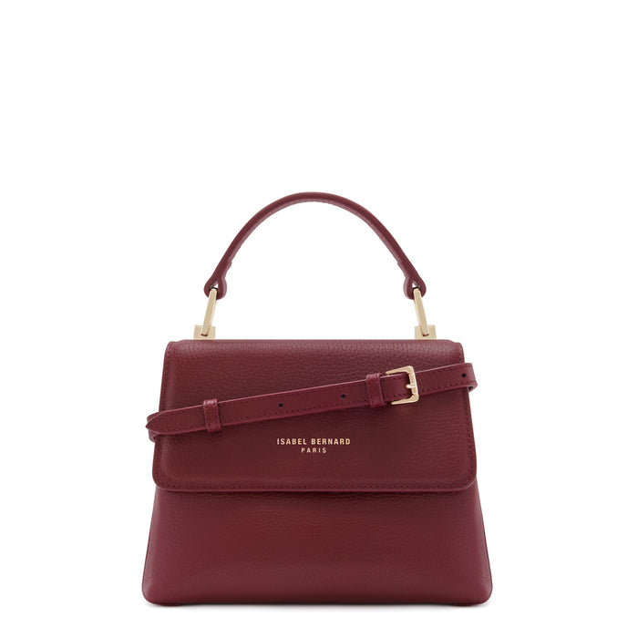 isabel bernard Femme Forte Heline bordeaux rouge sac à main en cuir de veau