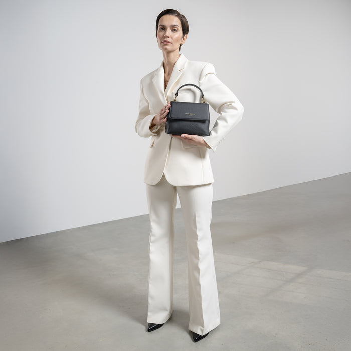 Isabel Bernard Femme Forte Heline Sac à Main En Cuir De Veau Noir