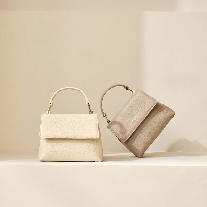 Isabel Bernard Femme Forte Heline Sac à Main En Cuir De Veau Taupe