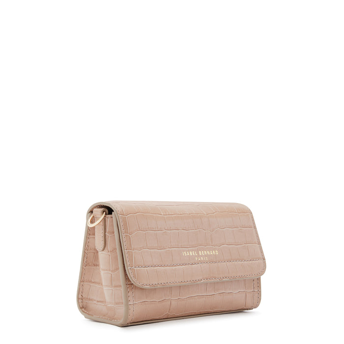 Isabel Bernard Femme Forte Kim Beige Croco Sac à Bandoulière En Cuir De Veau