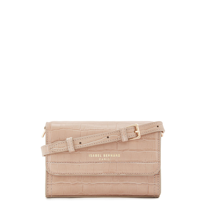 isabel bernard Femme Forte Kim beige croco sac à bandoulière en cuir de veau